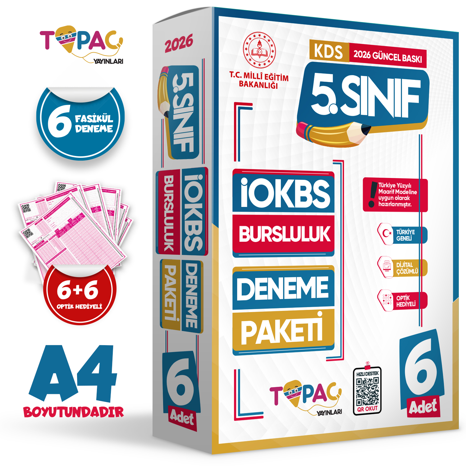 2026 5.Sınıf Topaç Yayınları İOKBS-BURSLULUK 6lı Deneme Paketi Dijital Çözümlü Türkiye Geneli