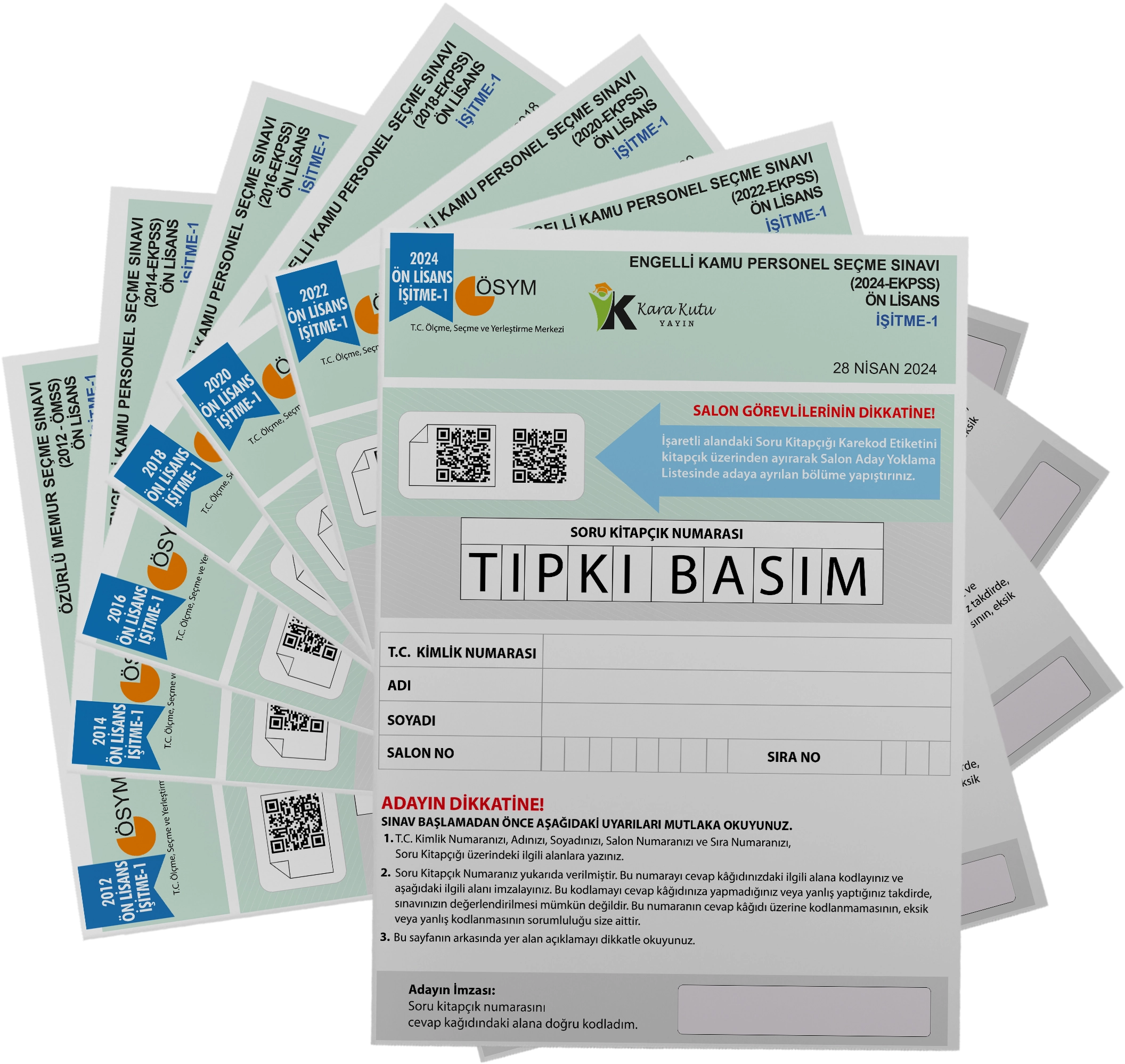 2026 EKPSS Ön Lisans İşitme-1 ÖSYM Çıkmış Soru Tıpkı Basım Soru Kitapçıkları 7li TG Deneme Paketi