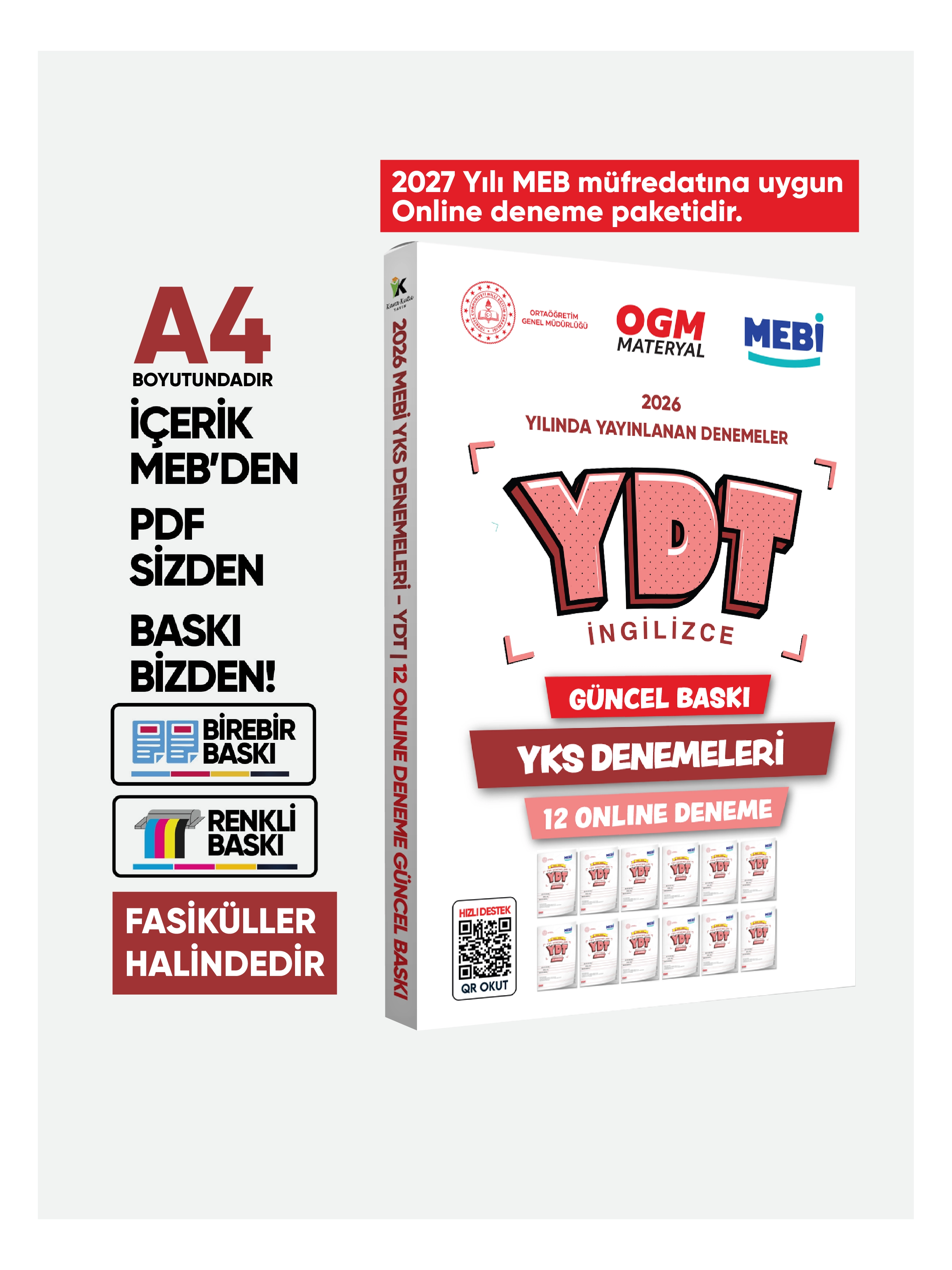 2027 YKS-YDT İNGİLİZCE MEBİ OGM Güncel Seri Online Deneme 12li SET BASKI ÜCRETİ