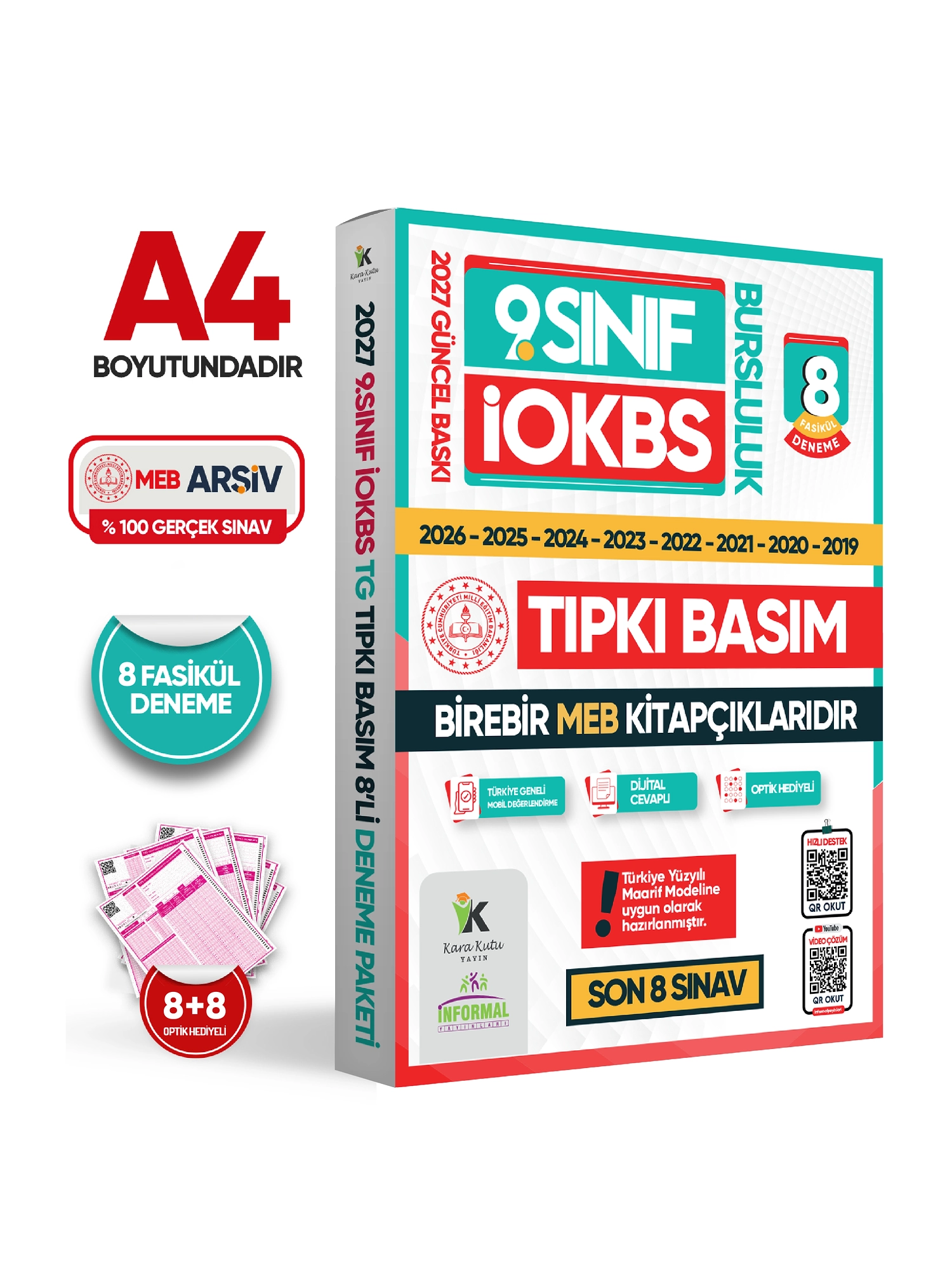 2027 9.Sınıf İOKBS (BURSLULUK SINAVI) MEB Çıkmış Soru Tıpkı Basım Deneme Paketi 8li Türkiye Geneli