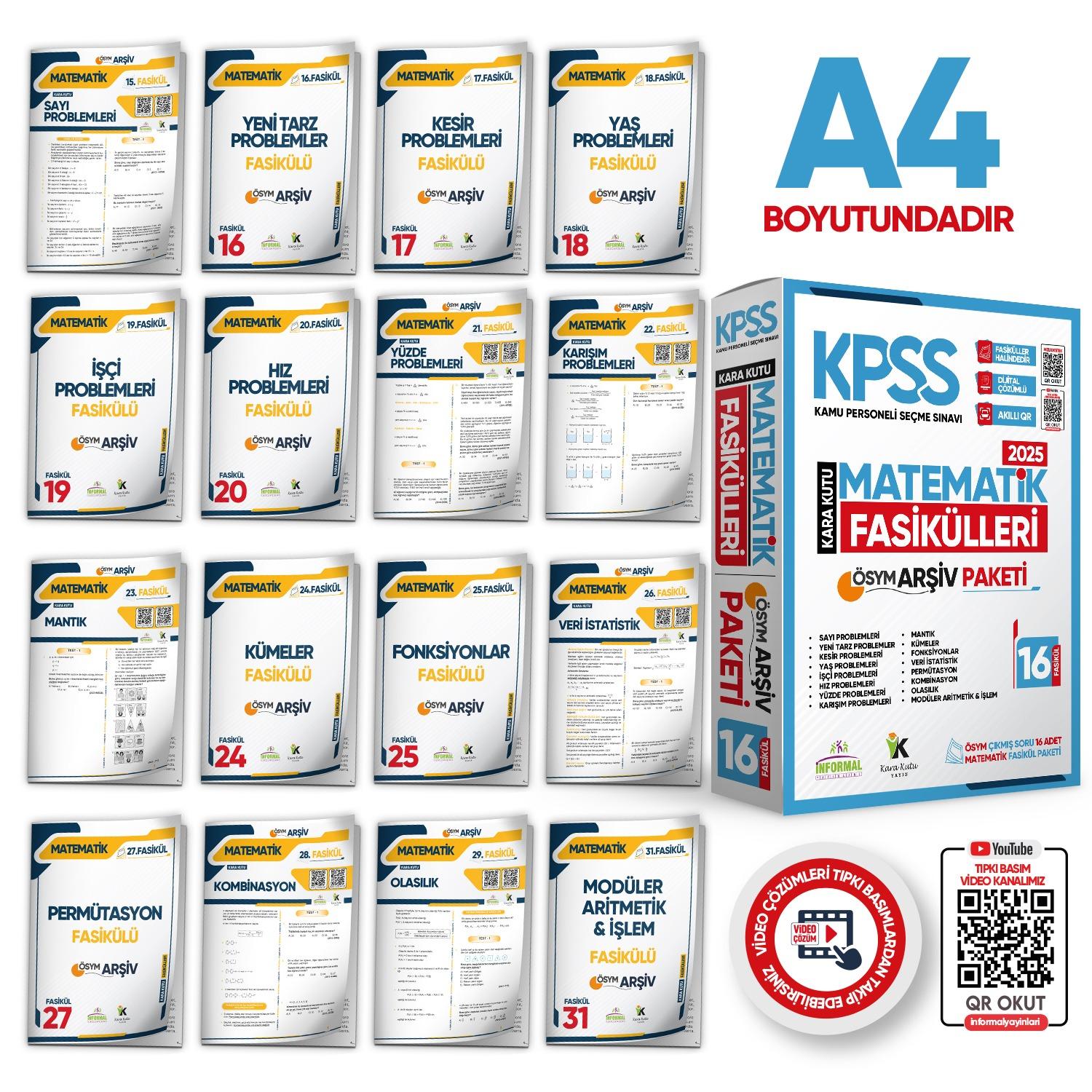 2025 KPSS MATEMATİK Kara Kutu 2.Cilt Fasikül SETİ (16lı) ÖSYM Çıkmış Soru Bankası Çözümlü