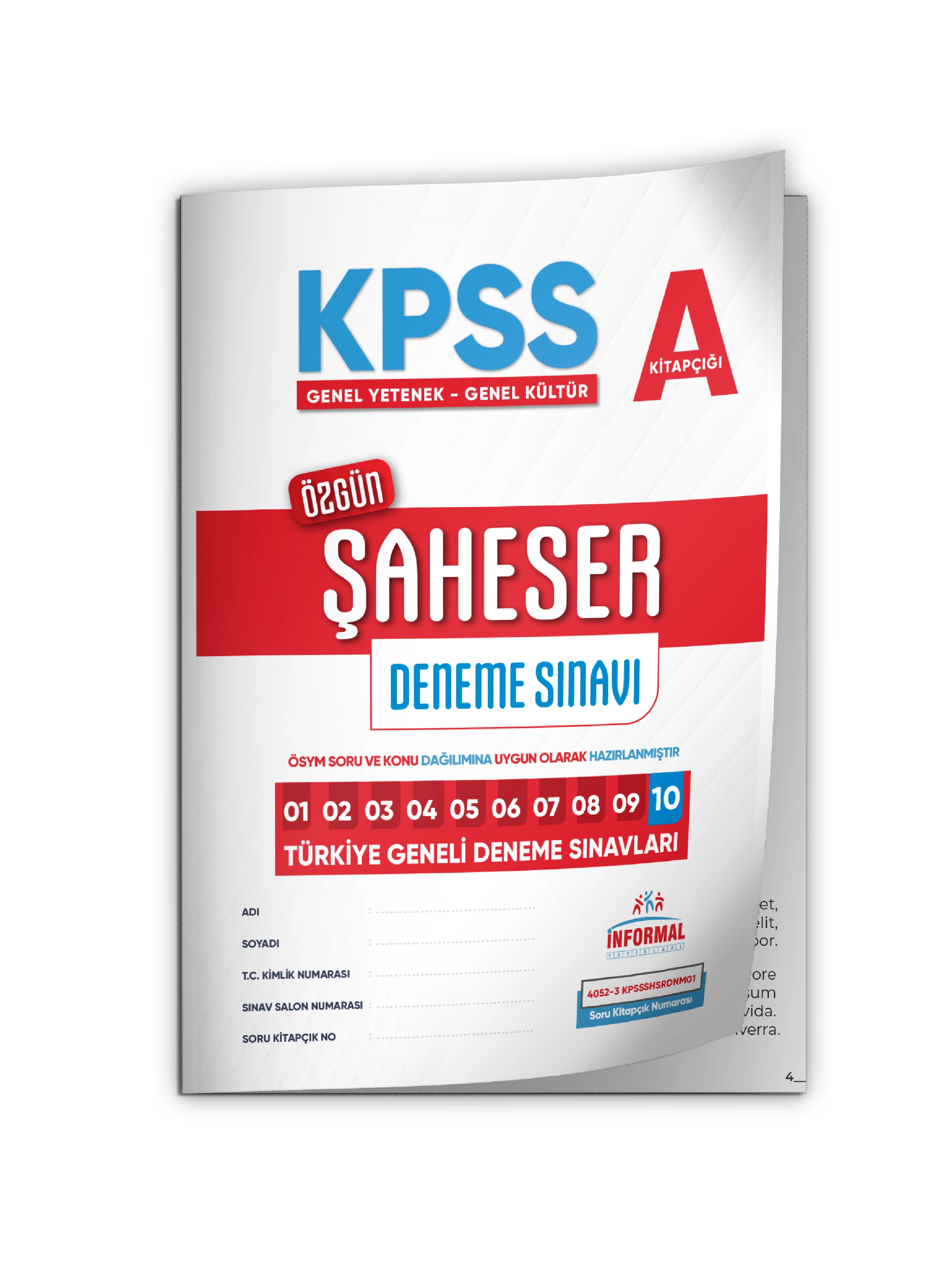 2026 KPSS ŞAHESER 5 Adet 6-7-8-9-10 nolu Kurum/Dershanelerde Uygulanan Türkiye Geneli Denemeleri