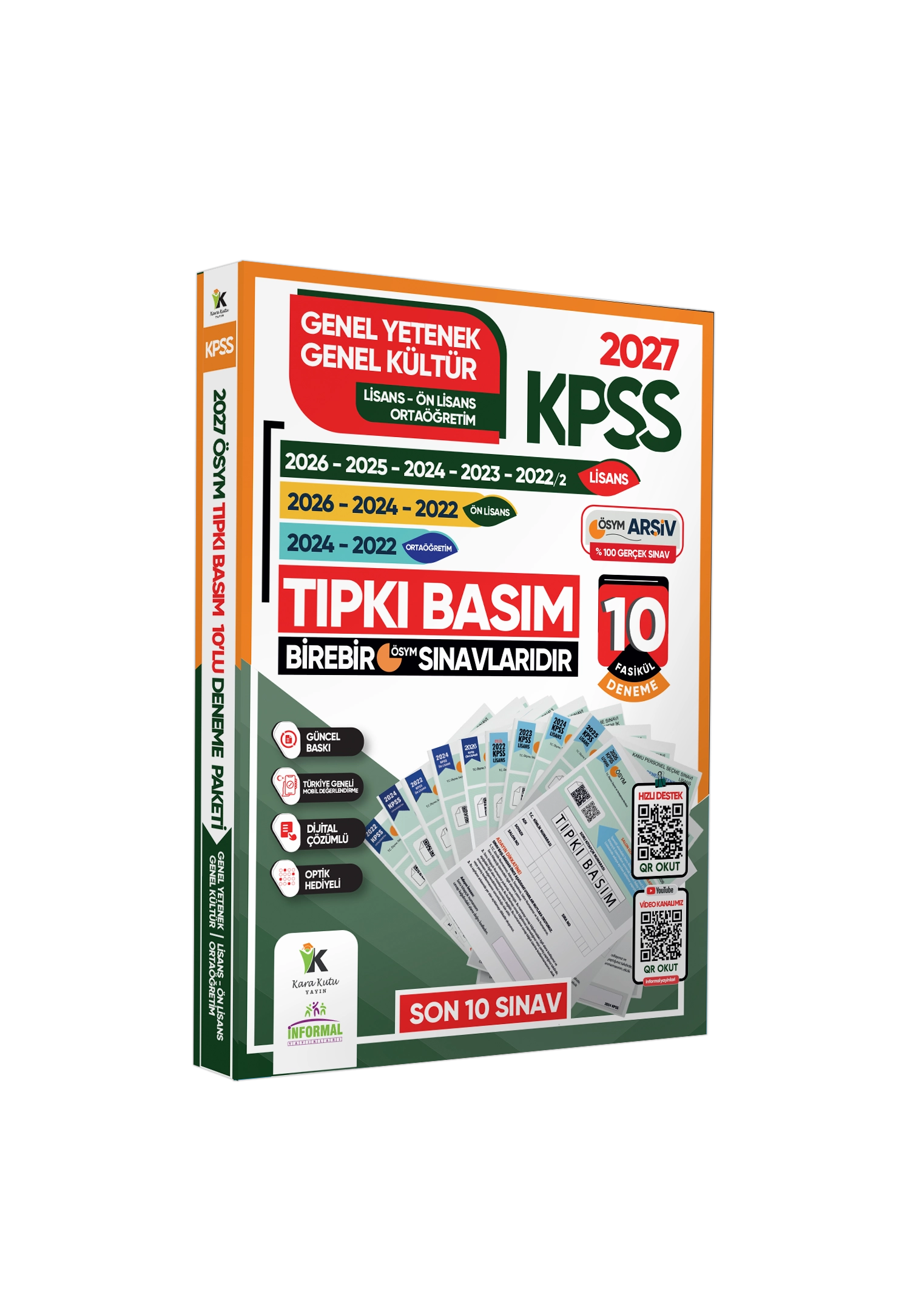 2027 KPSS Lisans-Ön Lisans-Ortaöğretim GY-GK Çıkmış Soru Tıpkı Basım 10lu Deneme Paketi TG Çözümlü