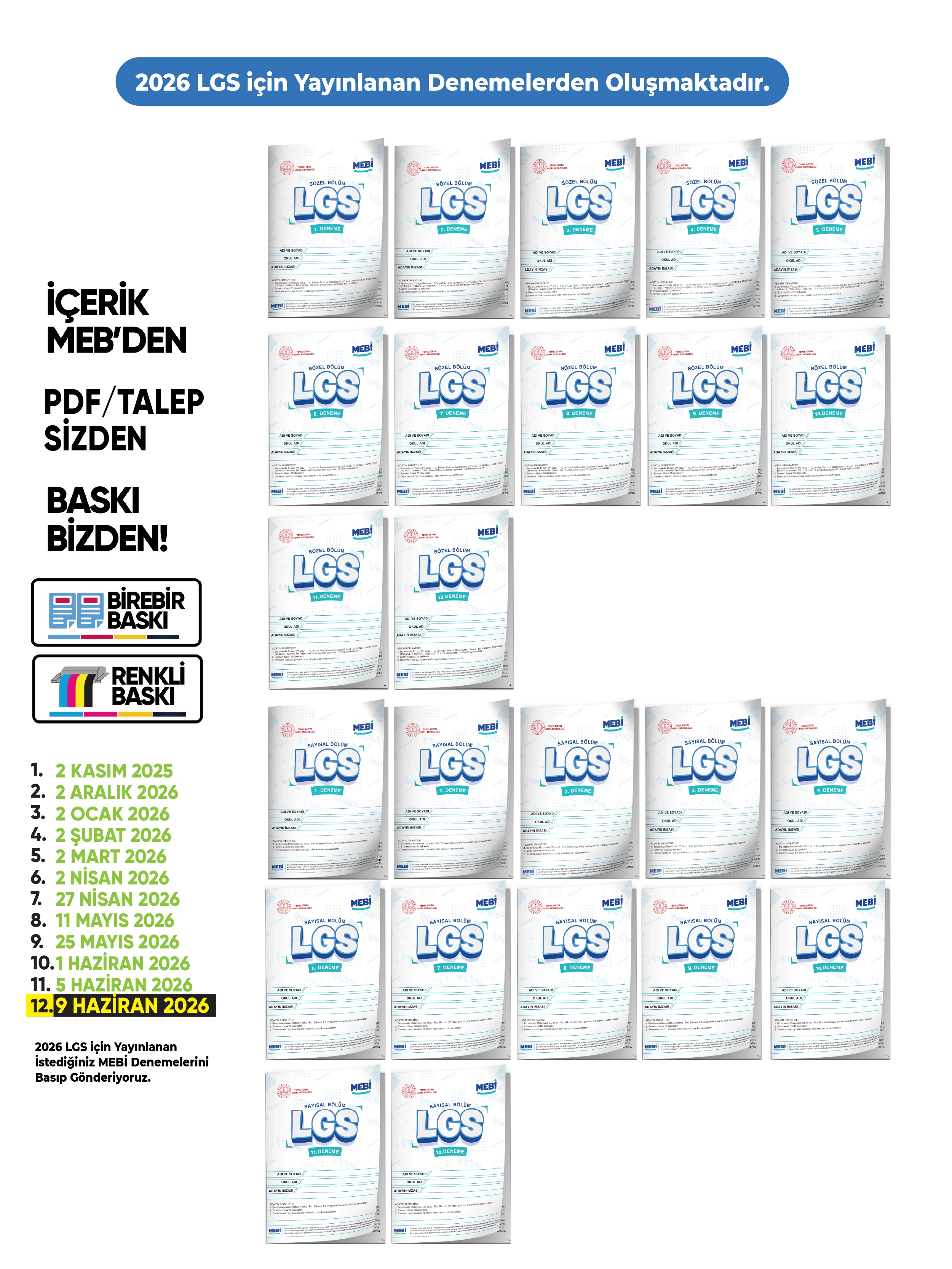 2026 LGS 8.Sınıf MEBi ONLİNE 1.2.3.4.5.6.7.8.9.10.11.12. Deneme Türkiye Geneli Paket PDF BASKI ÜCRETİ