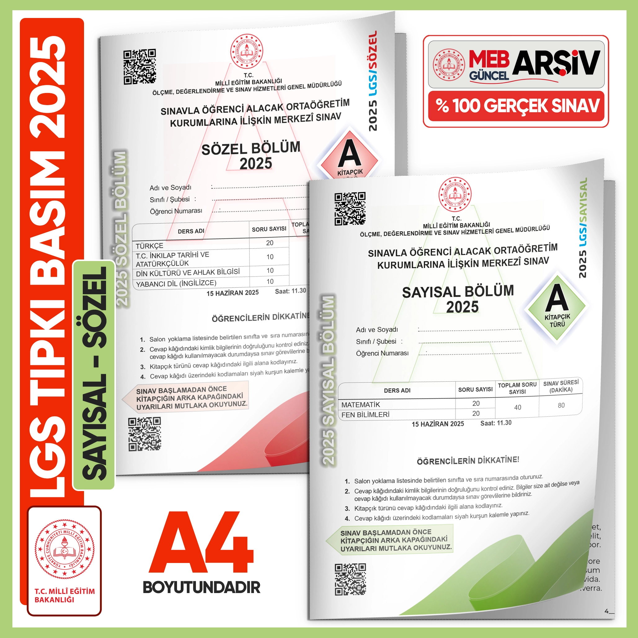 2025 LGS MEB Birebir Tıpkı Basım Çıkmış Soru Say-Söz Kitapçıkları (Video/PDF Çözümlü Türkiye Geneli)