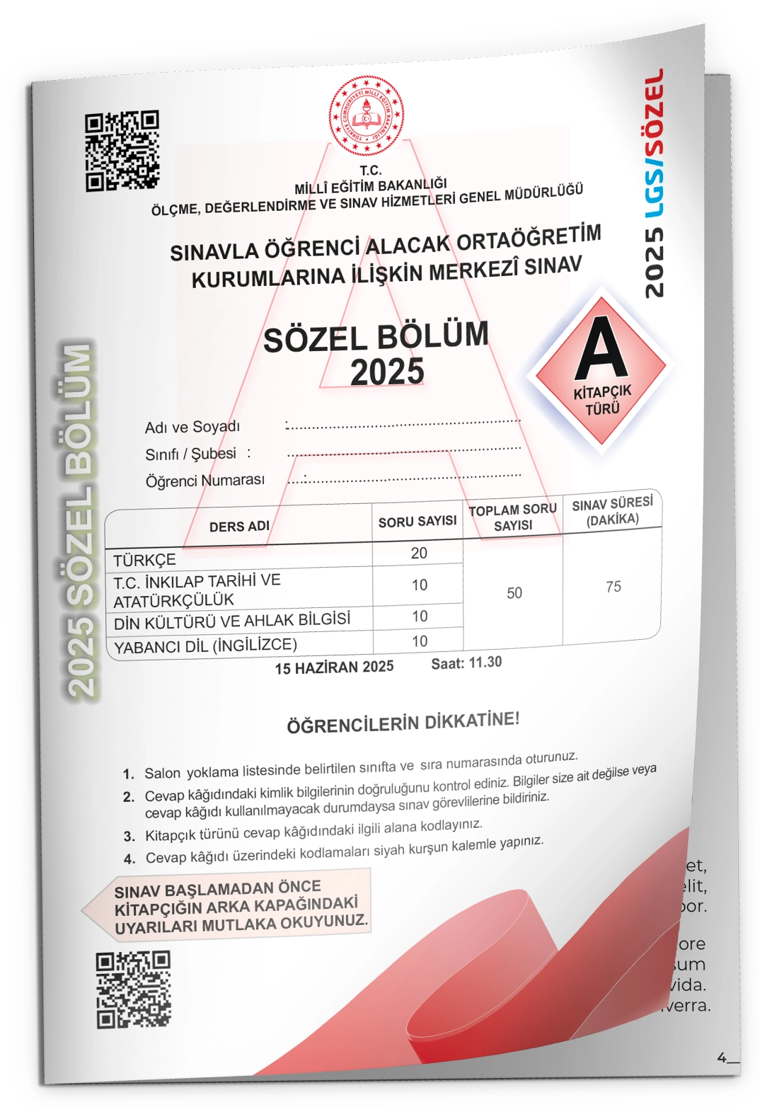 2025 LGS MEB Birebir Tıpkı Basım Çıkmış Soru Say-Söz Kitapçıkları (Video/PDF Çözümlü Türkiye Geneli)