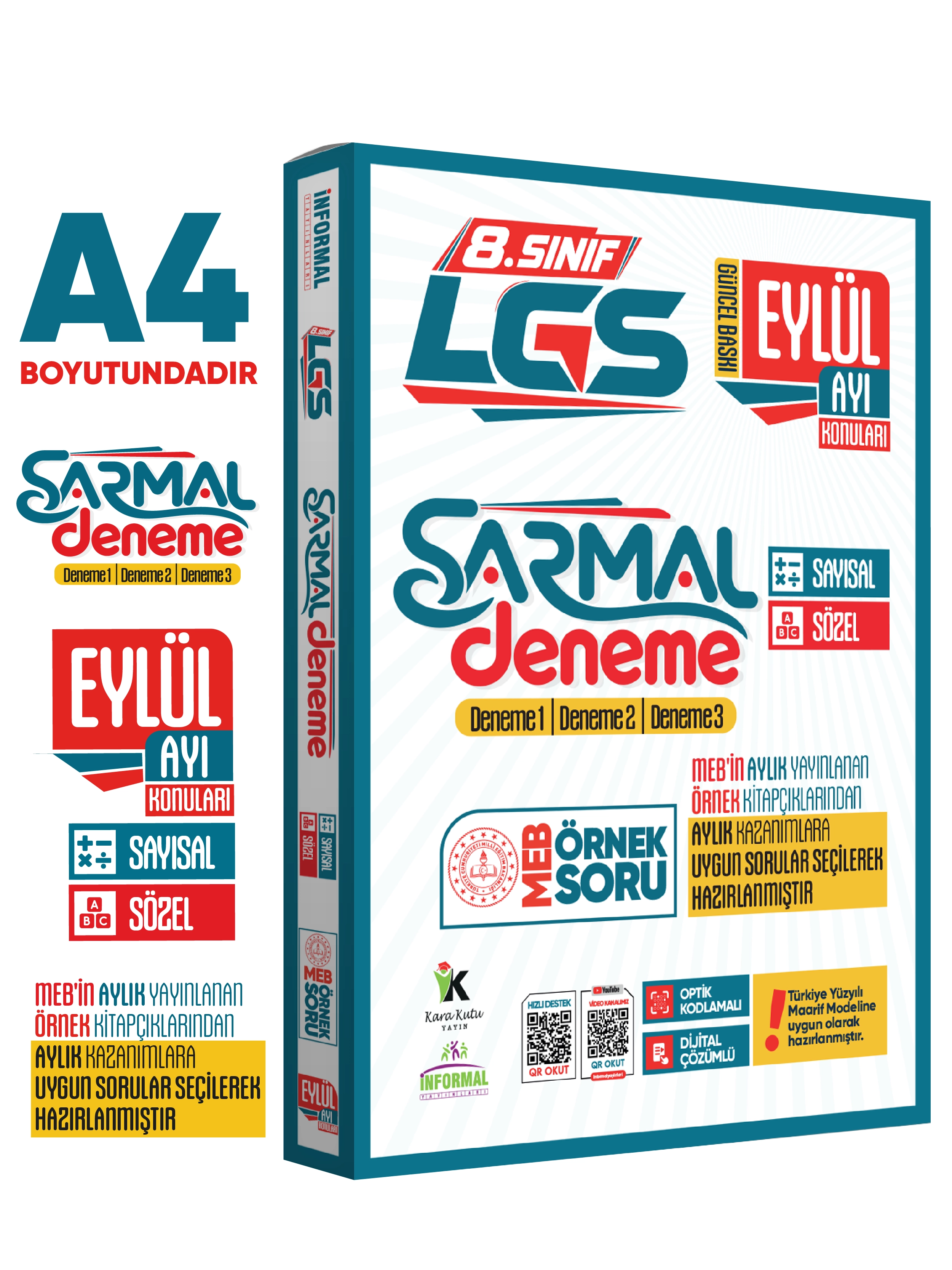 2027 8.Sınıf LGS Eylül Ayı MEB Örnek Soru Tıpkı Basım 3lü Sarmal Deneme Paketi Dijital Çözümlü