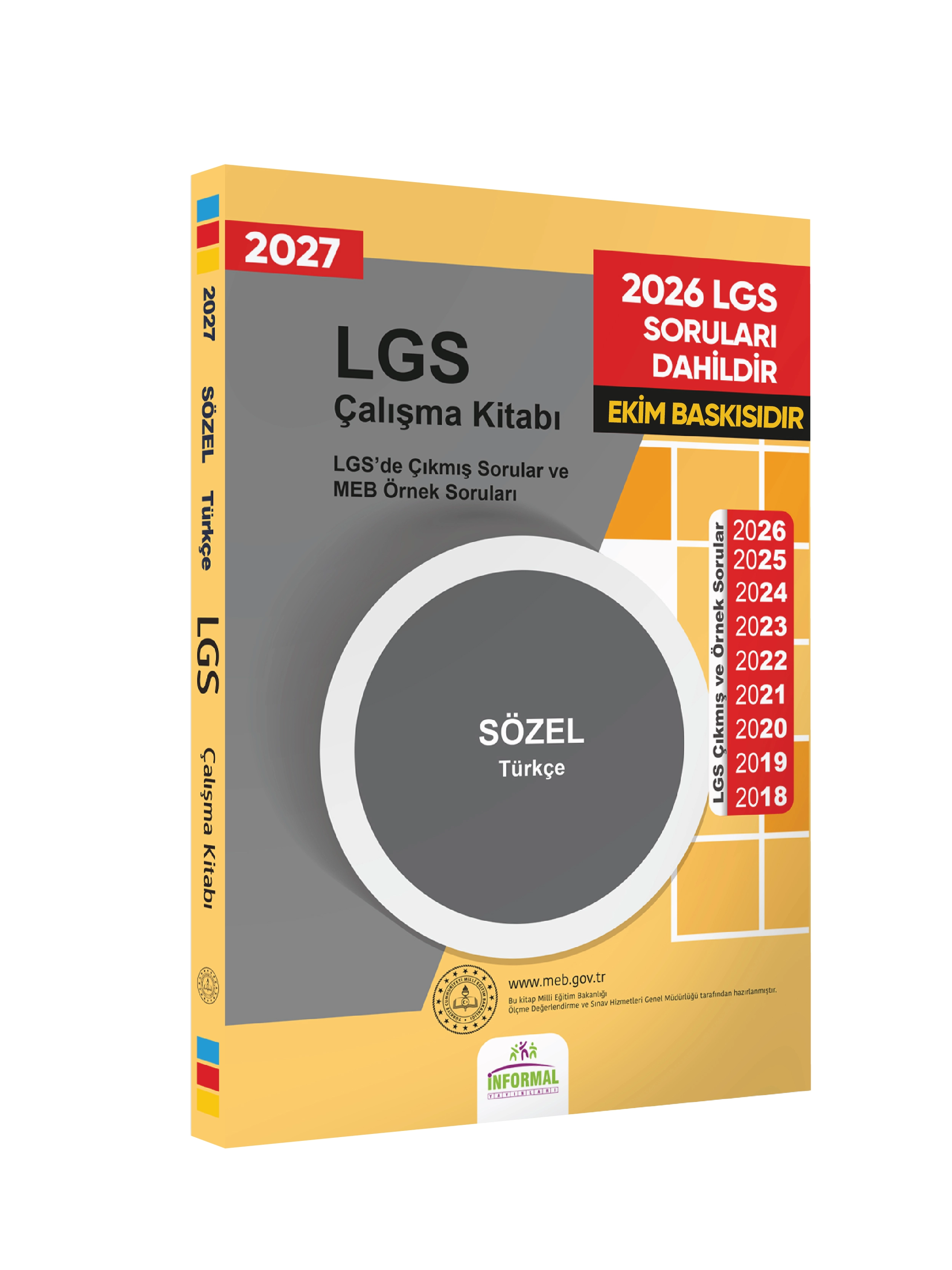 2027 LGS 8.Sınıf Çıkmış ve MEB Örnek Soruları Türkçe Sözel Çalışma Kitabı A4 RENKLİ Baskı