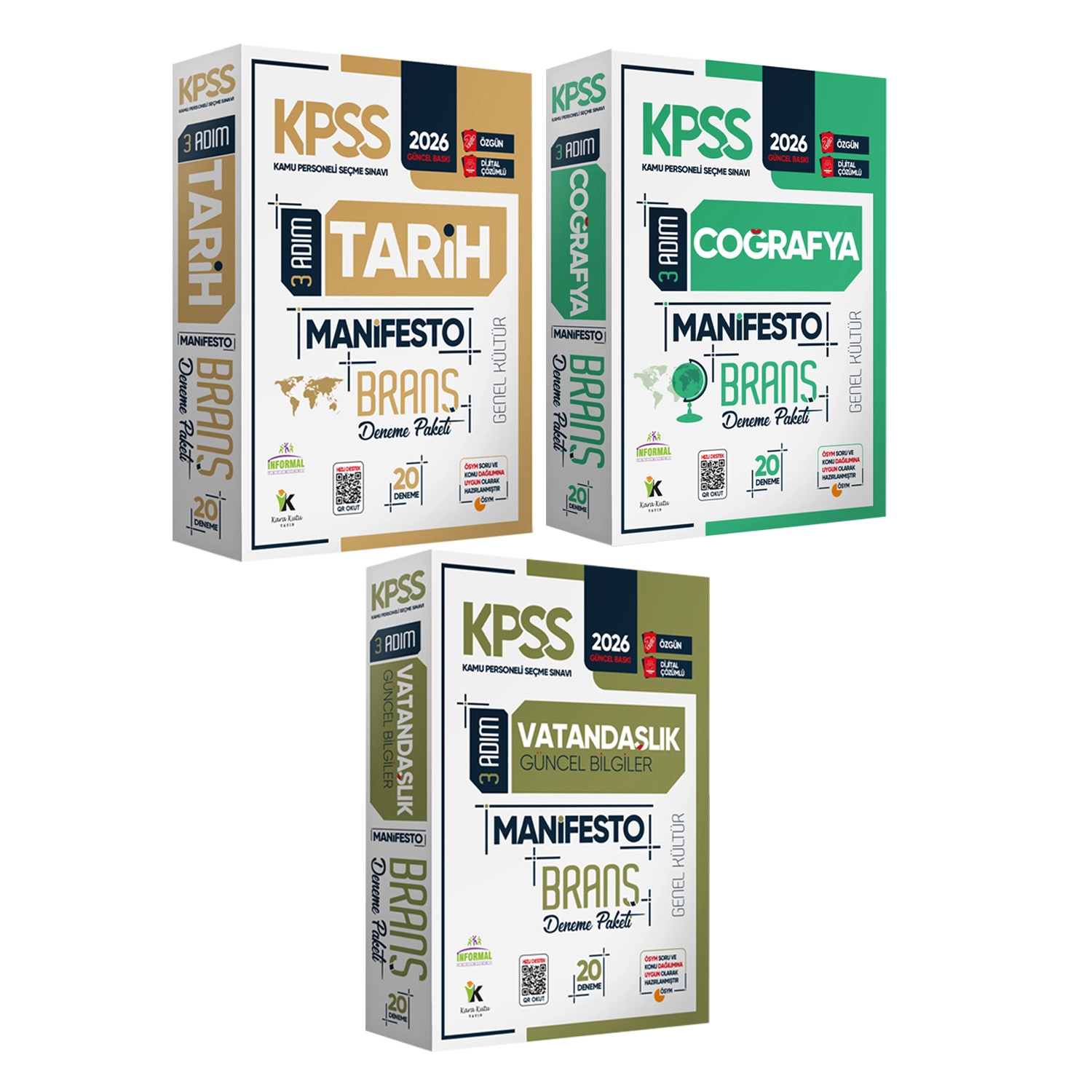2026 KPSS Genel Kültür 3 Adım 3lü Manifesto Dijital Çözümlü Branş Deneme Seti