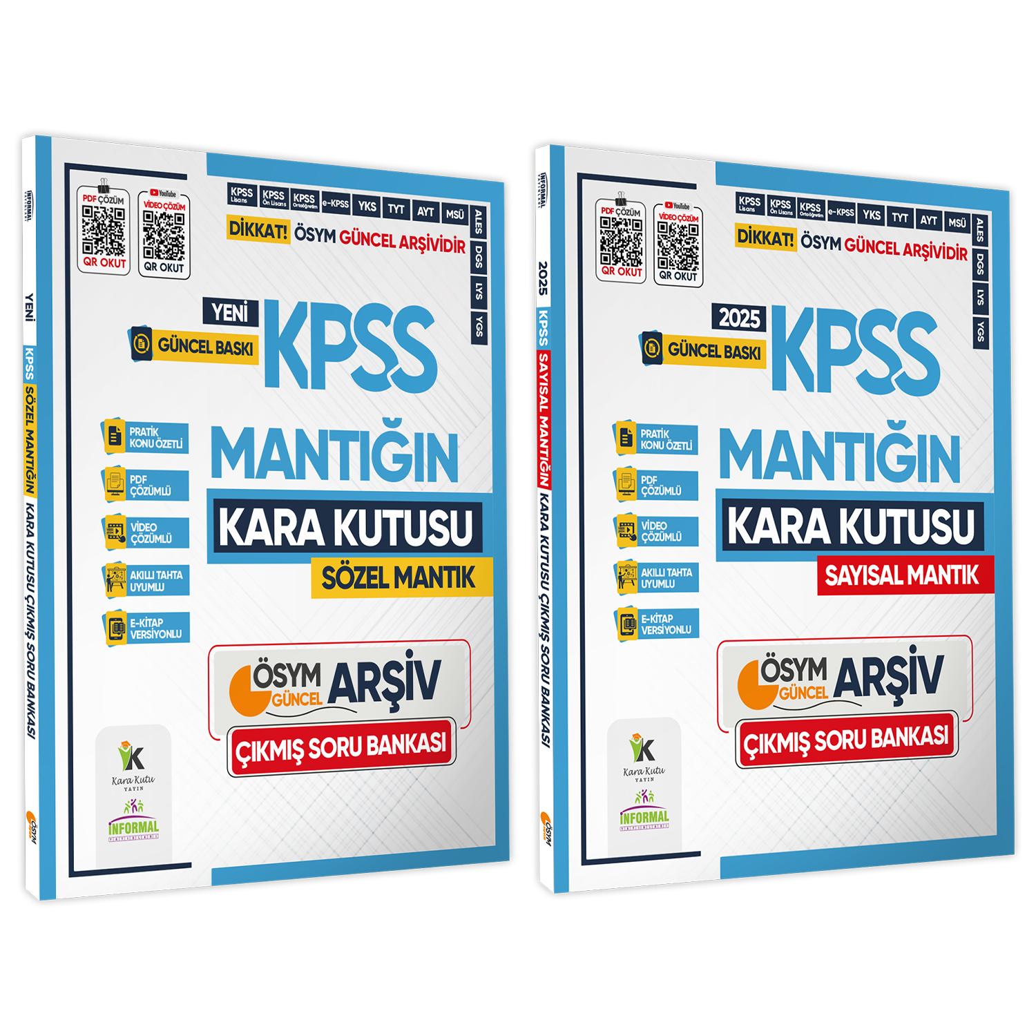2025 KPSS Kara Kutu Sayısal ve Sözel Mantık Set Çıkmış Soru Bankası Konu Özetli Video/PDF Çözümlü