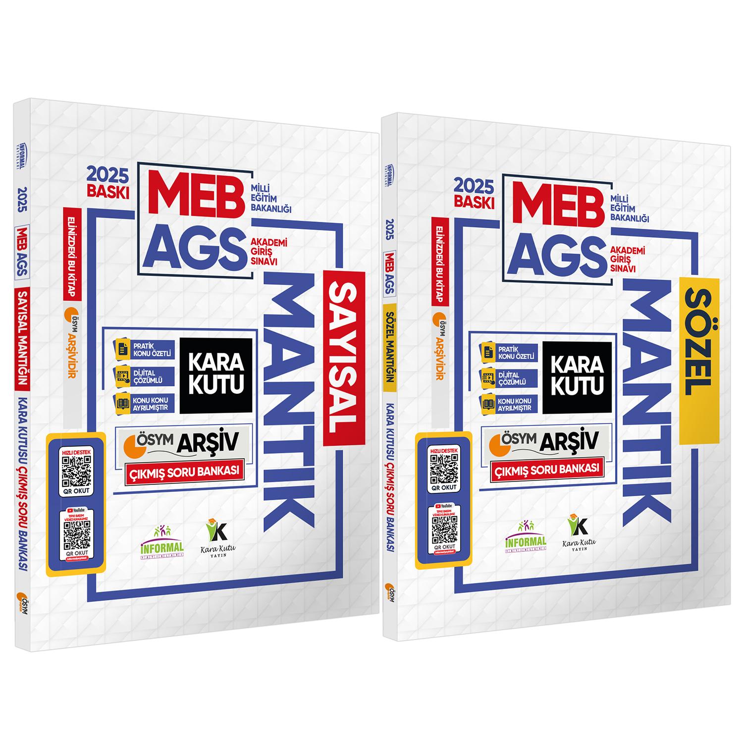 2025 MEB-AGS Kara Kutu Sayısal ve Sözel Mantık Set Çıkmış Soru Bankası Konu Özetli Dijital Çözümlü