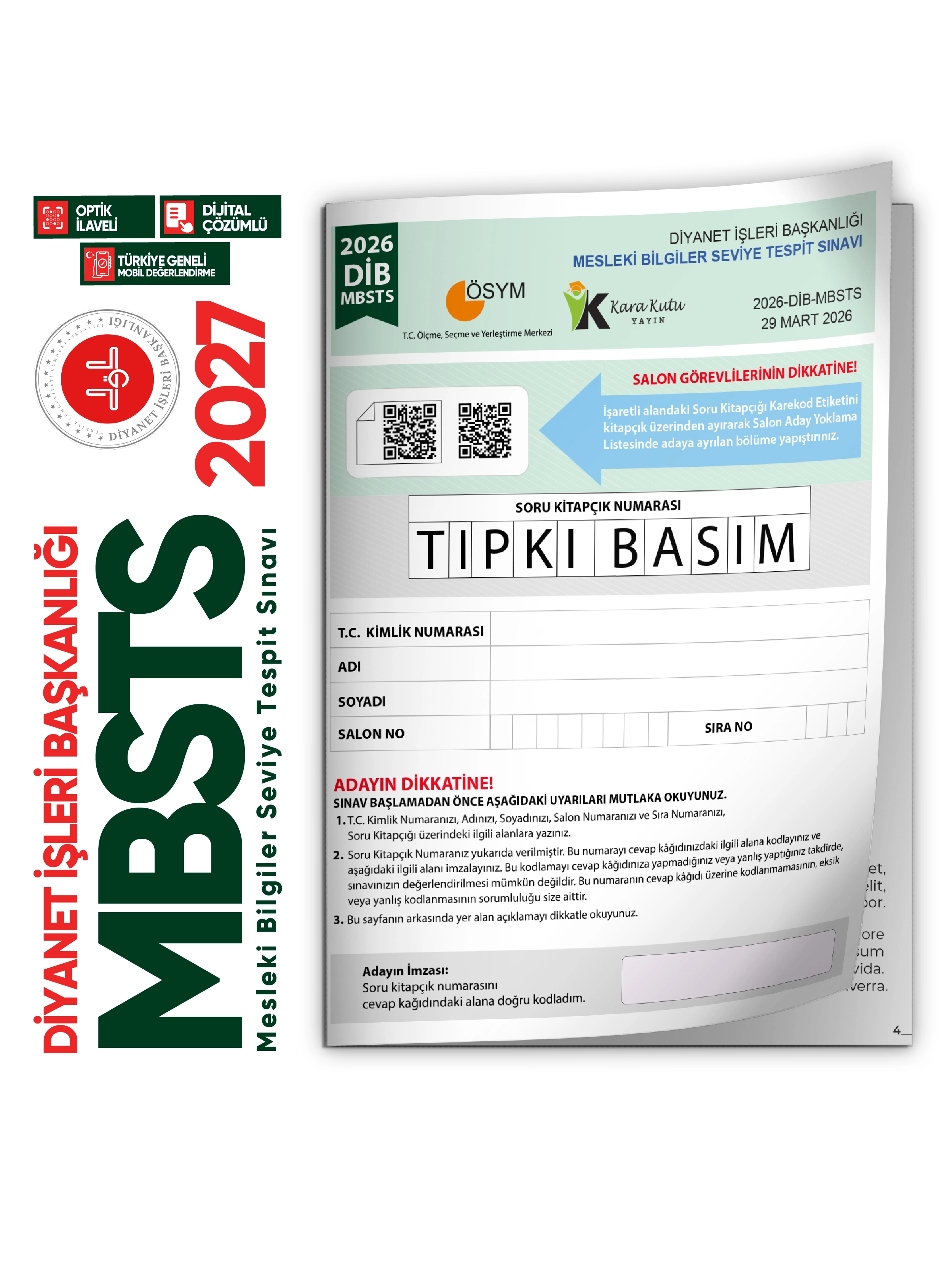 2026 DİB-MBSTS ÖSYM Tıpkı Basım Çıkmış Soru Kitapçığı Video/PDF Çözümlü Türkiye Geneli