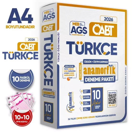 2026 KPSS MEB-AGS ÖABT Anamorfik TÜRKÇE Öğretmenliği Özgün10lu Deneme Dijital Çözümlü Türkiye Geneli