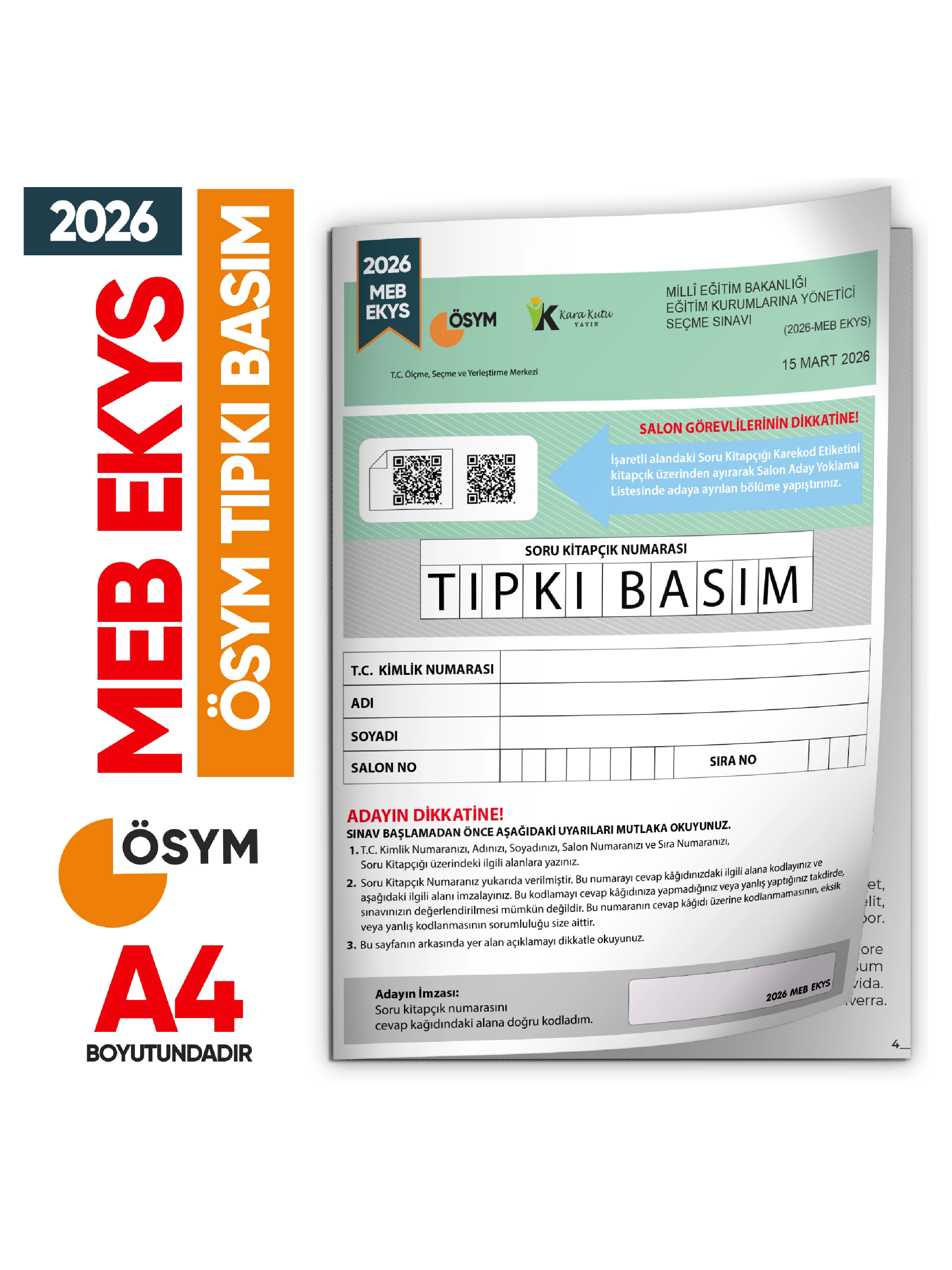 2026 MEB-EKYS(MEB-AGS Uyumlu)ÖSYM Çıkmış Soru Tıpkı Basım Deneme Sınavı Türkiye Geneli Soru Fasikülü