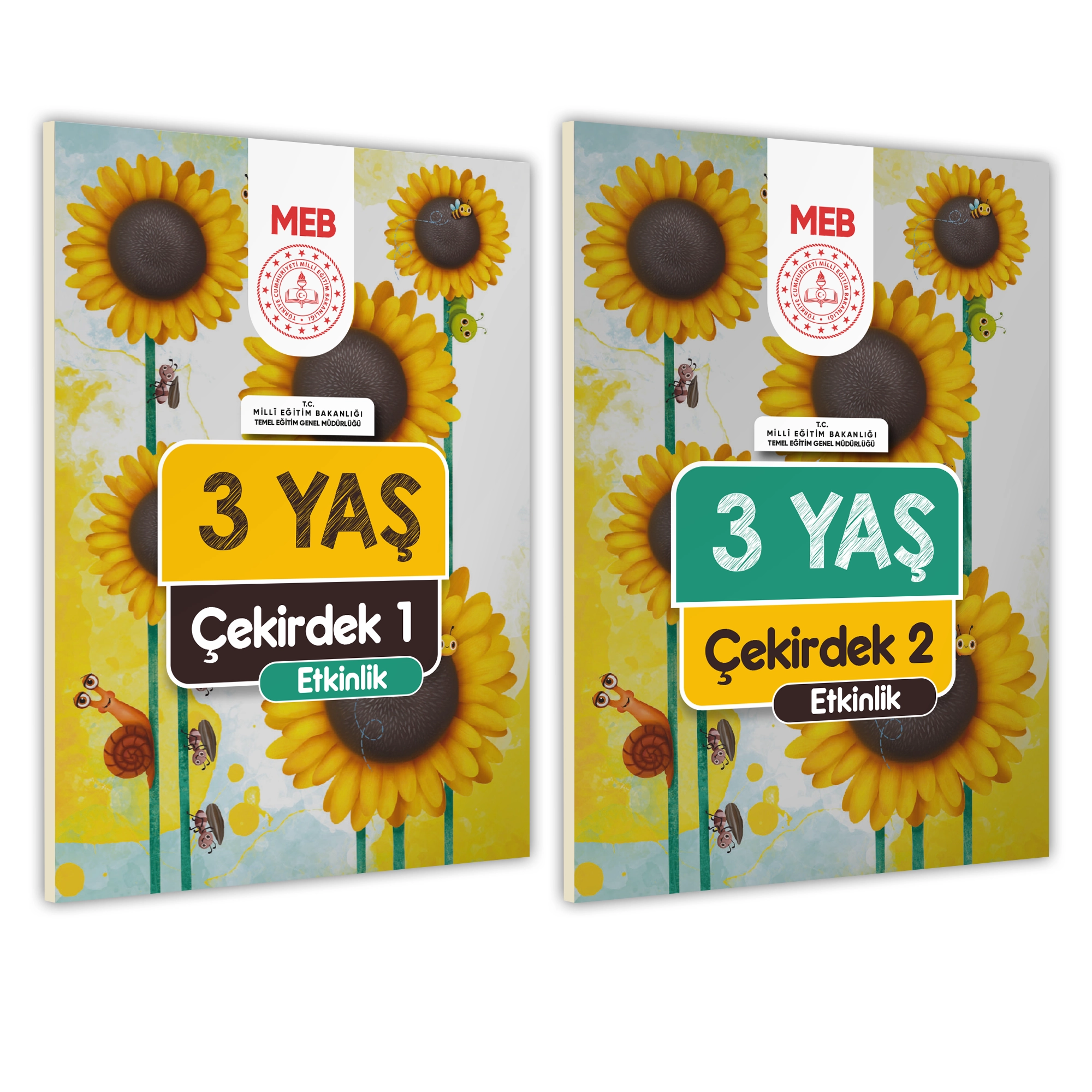 3 Yaş Okul Öncesi MEB Etkinlik Kitabı 2’li Set Çekirdek Eğlenceli ve Öğretici Aktiviteler(A4 Renkli)