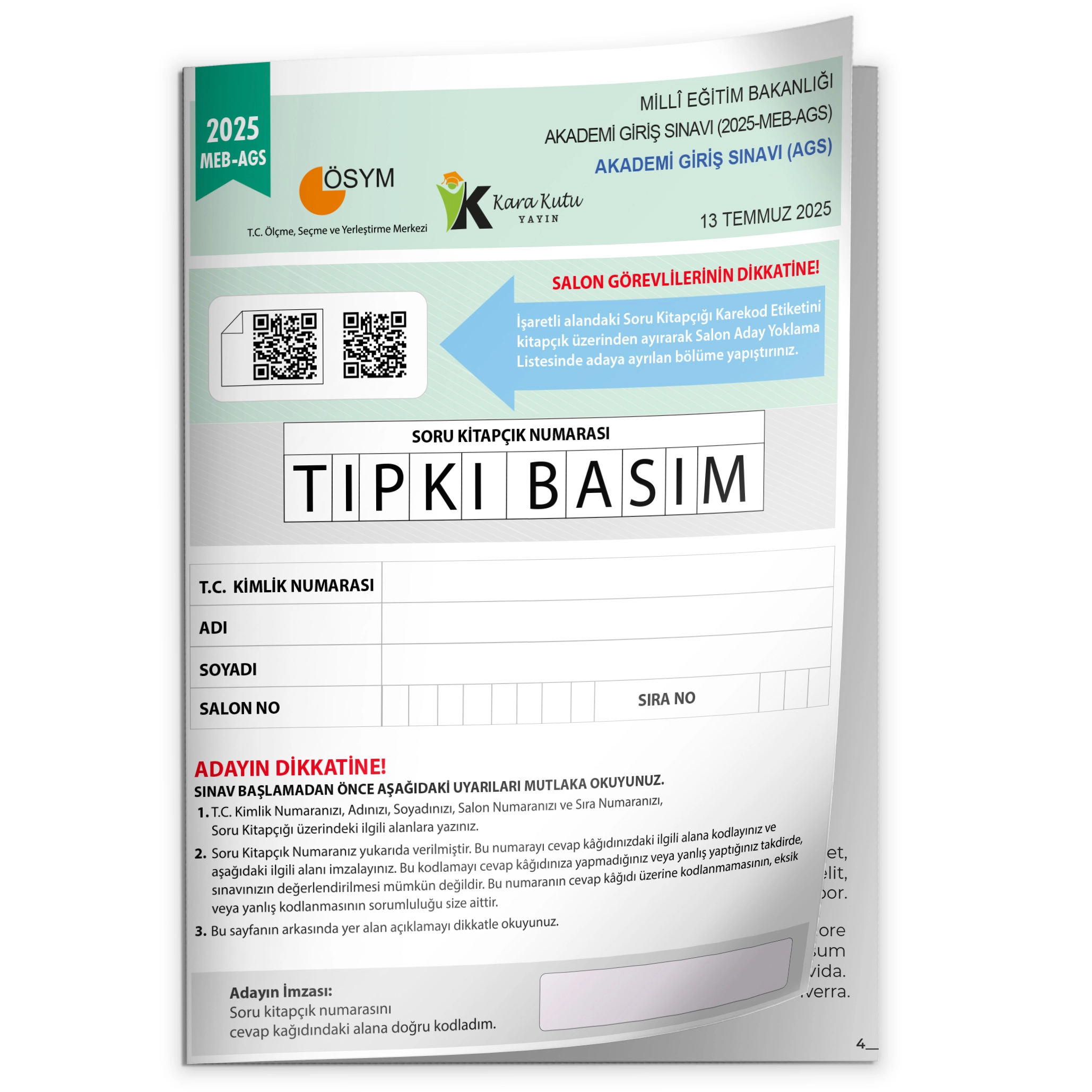 2025 MEB AGS Tıpkı Basım Çıkmış Soru ÖSYM Kitapçığı TAM HALİ Video/PDF Çözümlü Türkiye Geneli