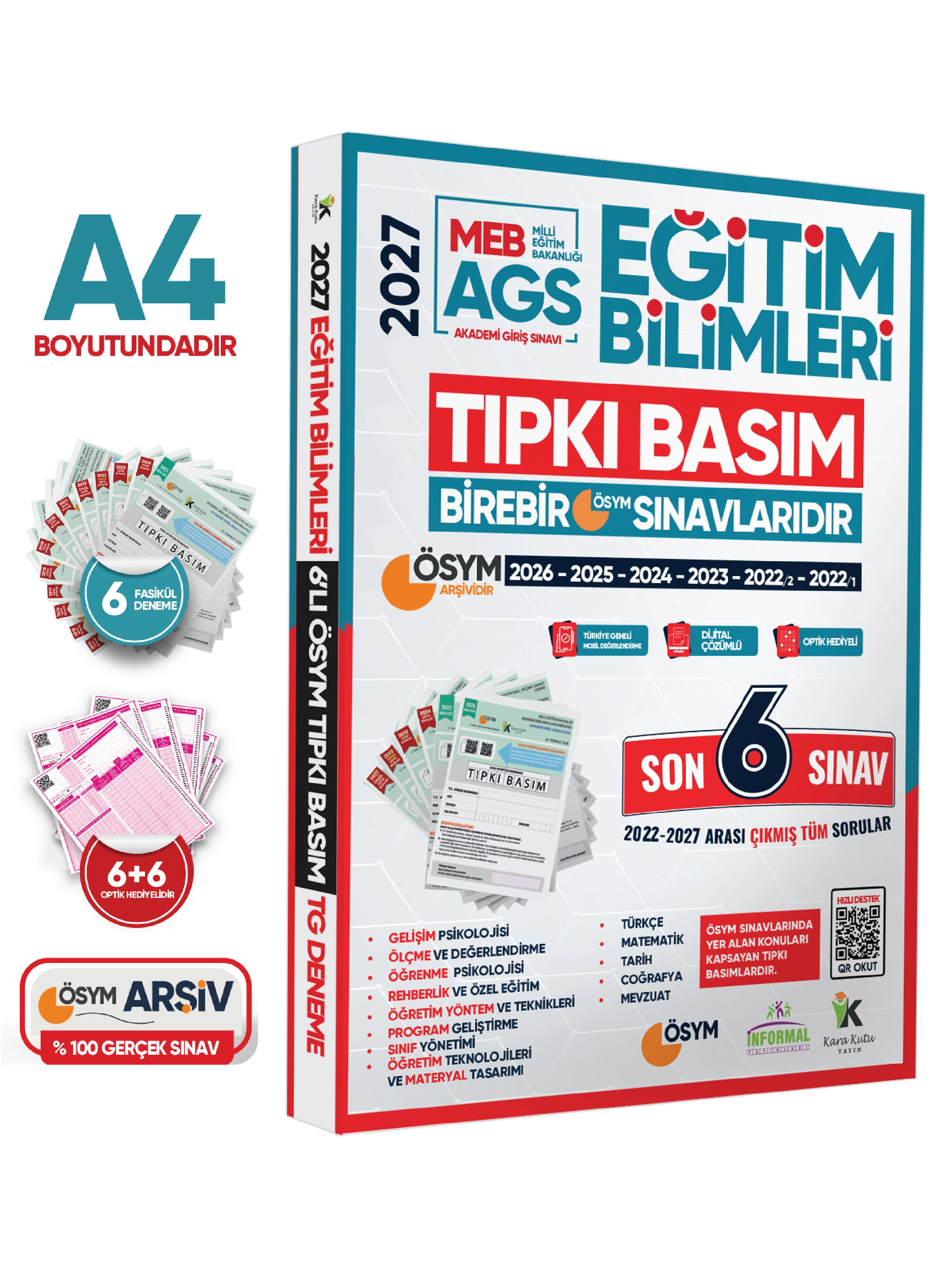 2027 MEB-AGS EĞİTİM BİLİMLERİ ÖSYM Tıpkı Basım Çıkmış Soru 6lı Deneme Paketi Video Çözümlü TürkiyeG.