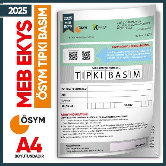 2025 MEB-EKYS(MEB-AGS Uyumlu)ÖSYM Çıkmış Soru Tıpkı Basım Deneme Sınavı Türkiye Geneli Soru Fasikülü