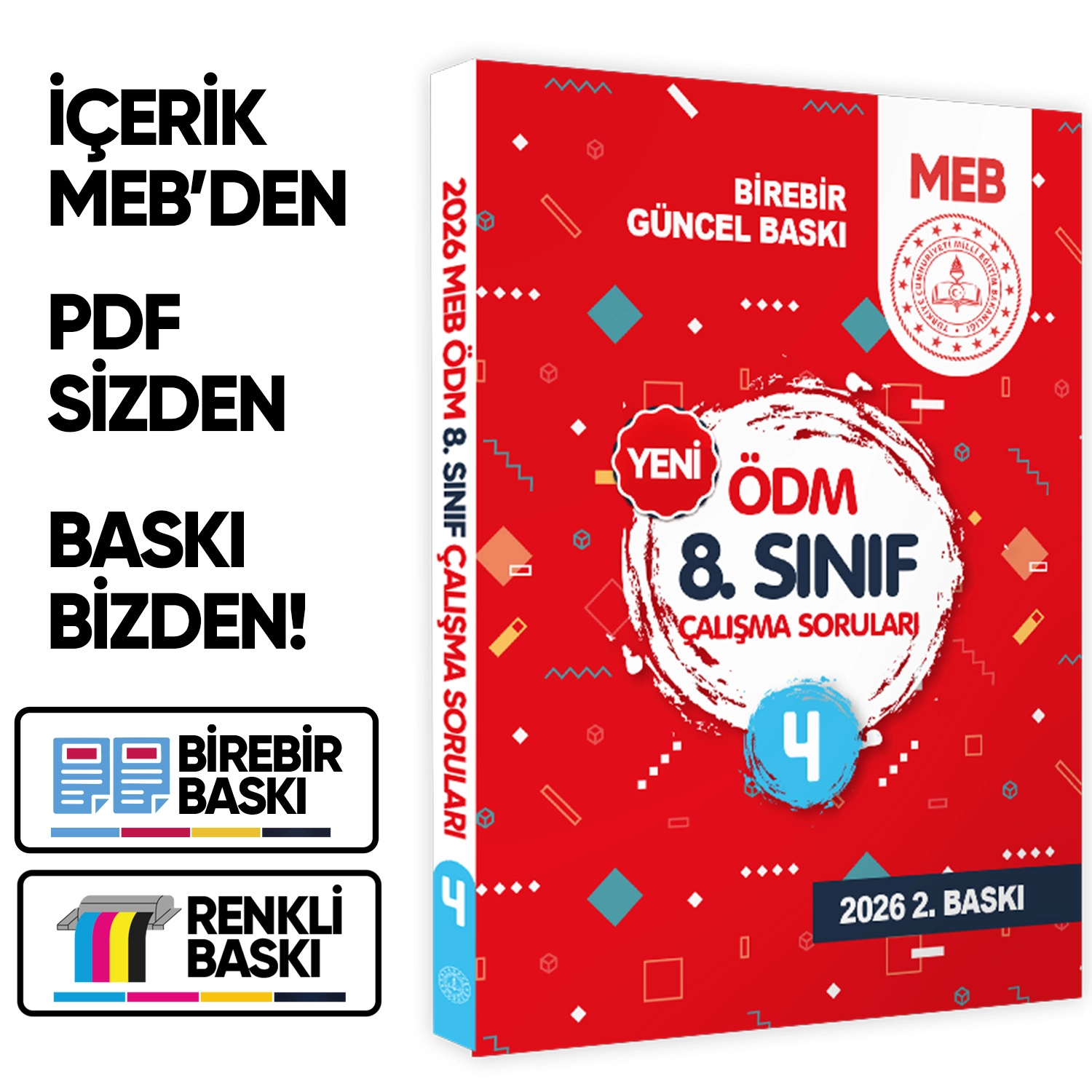 2026 LGS MEB Çalışma Soruları Ölçme Değerlendirme Merkezi ÖDM 8.Sınıf Çalışma Kitabı 4 BASKI ÜCRETİ