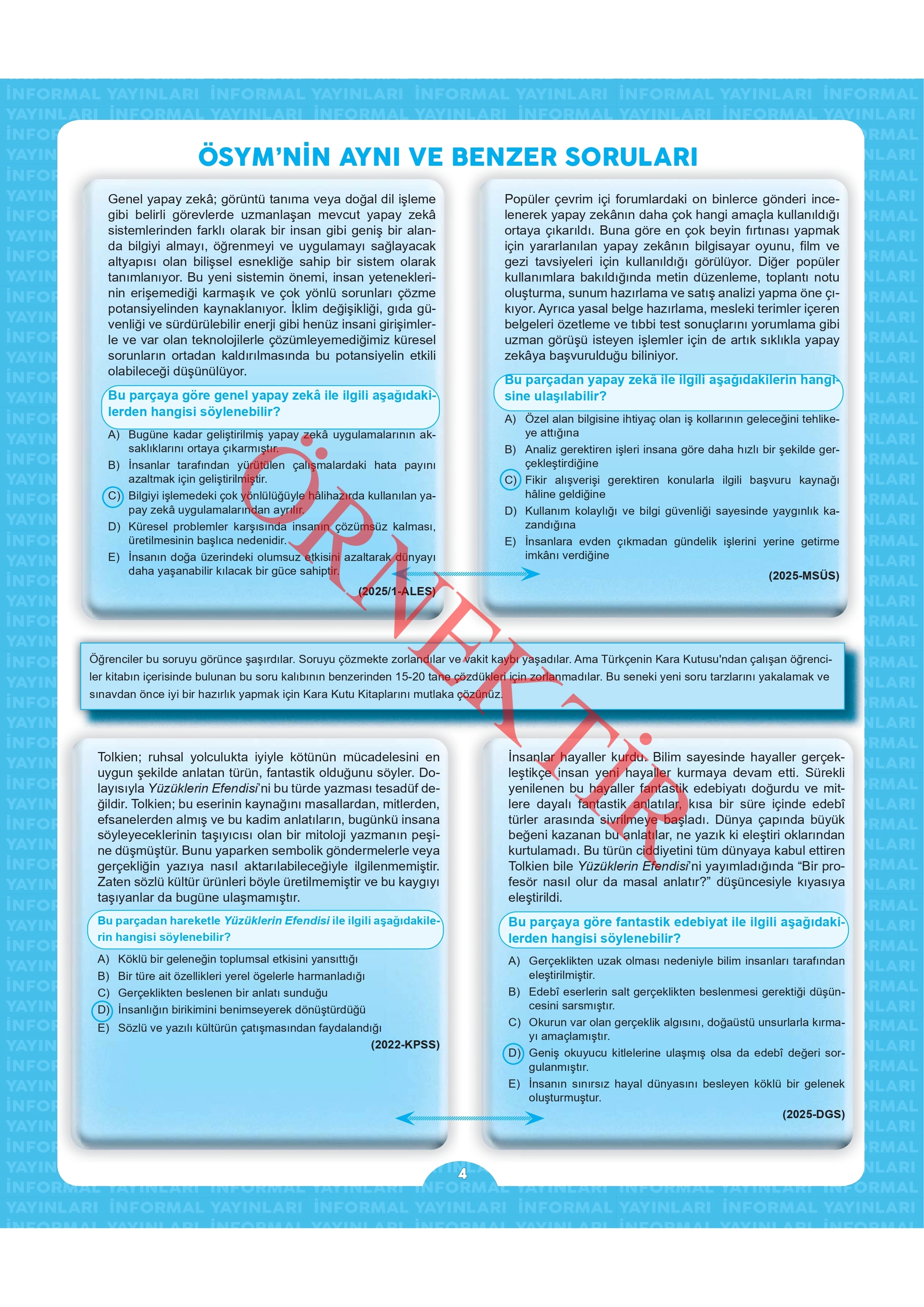 2026 DGS Türkçenin Kara Kutusu PARAGRAF 1 KONU KONU ÖSYM Çıkmış Soru Bankası Konu Özetli Çözümlü