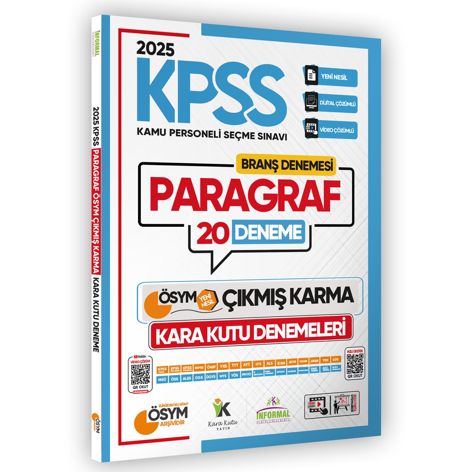 2025 KPSS Önlisans Paragraf 20li Deneme Sınavı ÖSYM Çıkmış Soru Havuzu Video ve PDF Çözümlü