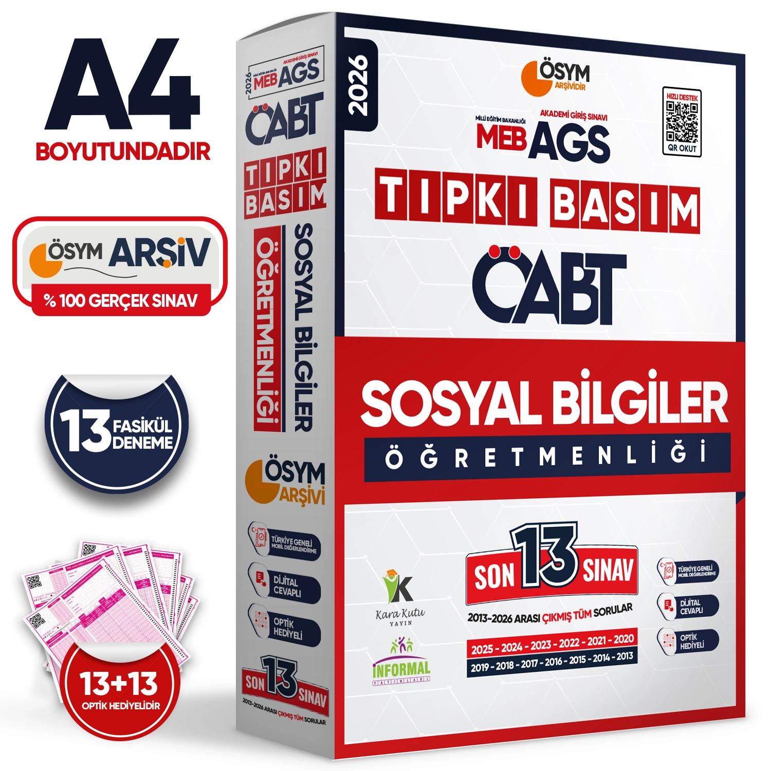 2026 MEB-AGS ÖABT Sosyal Bilgiler Öğretmenliği ÖSYM Tıpkı Basım 13lü Deneme Paketi Türkiye Geneli