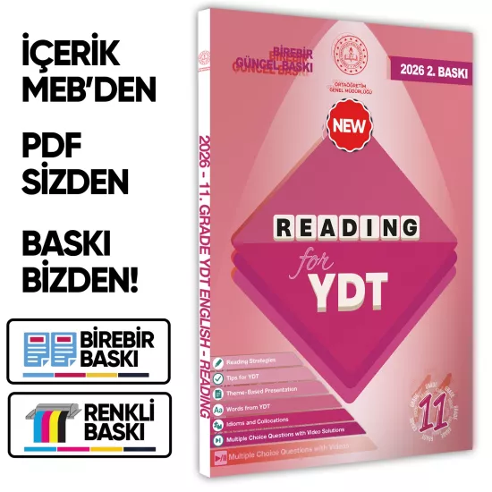 2026 YDT MEBİ İngilizce 11.Sınıf Reading Okuma-Anlama Kitabı Soru Bankası Video Çözümlü BASKI ÜCRETİ