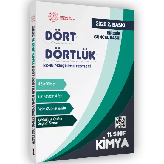 2026 MEBİ-OGM 11. Sınıf Dört Dörtlük Kimya Pekiştirme Testi A4 Renkli Soru Bankası BASKI ÜCRETİ
