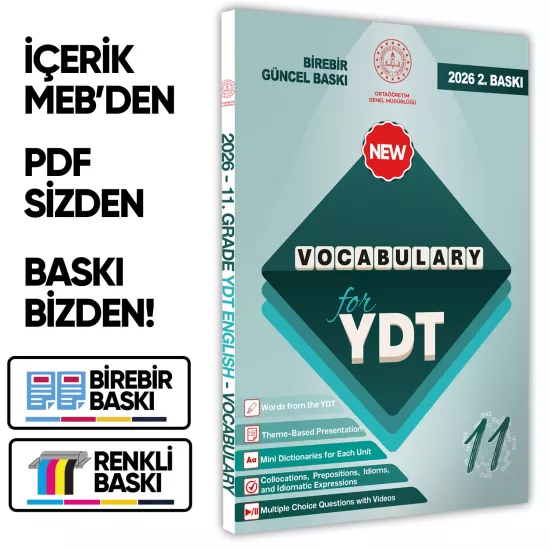 2026 YDT MEBİ İngilizce 11.Sınıf Vocabulary Kelime Bilgisi Soru Bankası Kitabı Çözümlü BASKI ÜCRETİ