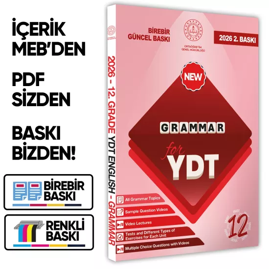 2026 YDT MEBİ İngilizce 12.Sınıf Grammar (Dilin Yapısı) Konu Anlatımı Kitabı BASKI ÜCRETİ