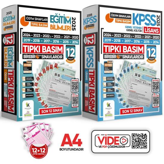 2025 MEB-AGS Lisans GY-GK ve Eğitim ÖSYM Çıkmış Soru Tıpkı Basım 24lü (12+12) Deneme Paketi Video Ç. TG