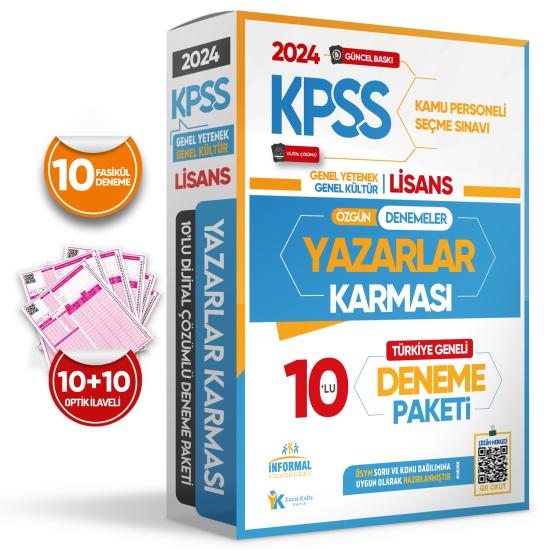 2024 KPSS Lisans Yazarlar Karması GY-GK Türkiye Geneli Kurumsal 10lu Dijital Çözümlü Paket Deneme