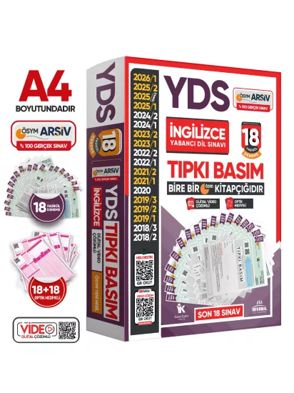 2026 YDS İngilizce ÖSYM Tıpkı Basım Çıkmış Soru 18li Deneme Paketi Video/PDF Çözümlü Türkiye Geneli