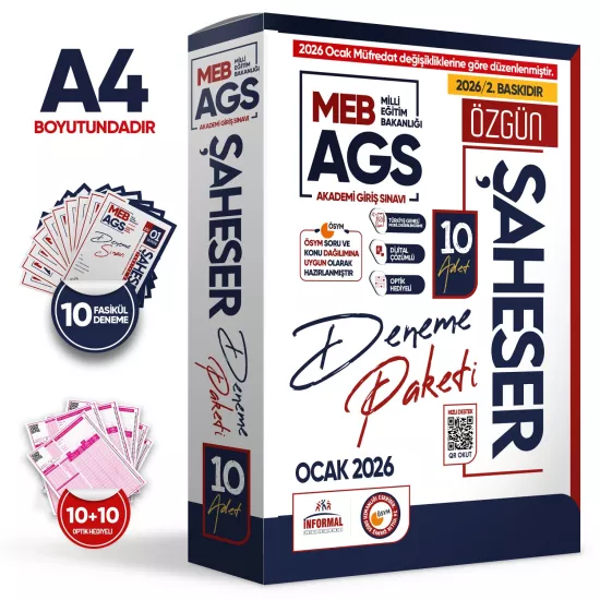 2026 MEB AGS Şaheser DENEME Paketi YENİ SİSTEM 10lu KURUMSAL Çözümlü Deneme(TG Mobil Değerlendirme)