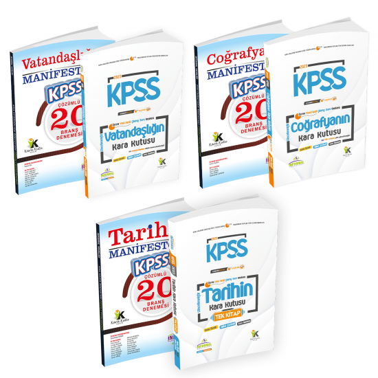 KPSS Tarih TEK-Coğrafya-Vatandaşlık Karakutu-MANİFESTO Branş Deneme-Soru Bankası  6lı Paket Seti