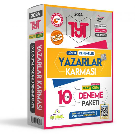 2024 YKS-TYT YENİ SİSTEM Yazarlar Karması Türkiye Geneli 10lu Çözümlü KOLAY-ORTA Seviye Deneme Paket