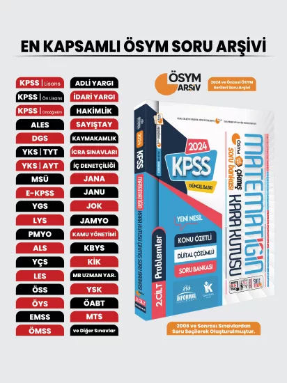 KPSS Matematik Kara Kutu 2. Cilt PROBLEM K.Ö. Dijital Çözümlü ÖSYM Çıkmış Soru Bankası