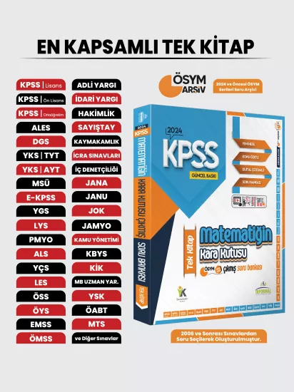 KPSS Matematik Kara Kutu Tek Kitap En Kapsamlı Çıkmış Soru Bankası Konu Özetli Dijital Çözümlü