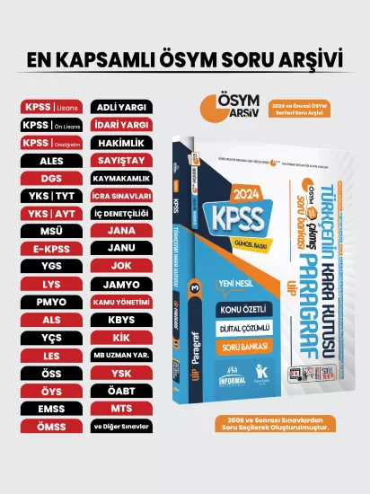 KPSS Türkçenin Kara Kutusu VİP PARAGRAF 3 Konu 2024 KPSS Türkçenin Kara Kutusu ÖSYM VİP PARAGRAF 3 Konu Özetli Çözümlü Çıkmış Soru Arşivi  BankasıÖ.Dijital Çözümlü Çıkmış Soru Bankası