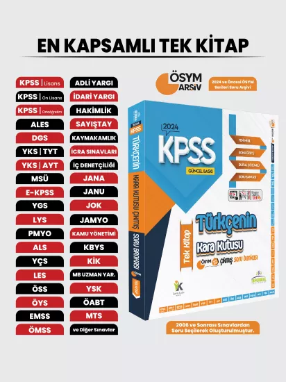KPSS Türkçenin Kara Kutusu TEK KİTAP Konu Özetli D.Çözümlü ÖSYM ARŞİV Çıkmış Soru Bankası