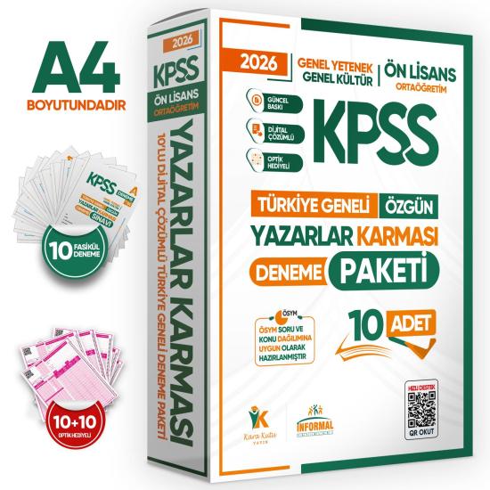 2025 KPSS ÖnLisans Yazarlar Karması GY-GK Türkiye Geneli Kurumsal 10lu Deneme Paketi Dijital Çözüm 