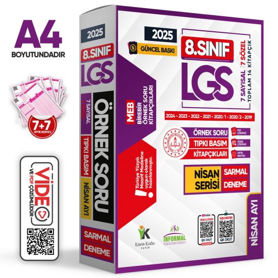2025 8.Sınıf LGS Nisan Ayı MEB Örnek Soru Tıpkı Basım 7li Sarmal Deneme Paketi Video/PDF Çözümlü