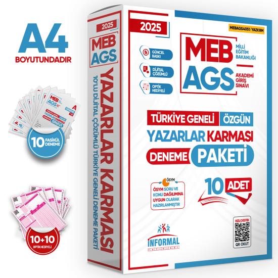 2025 MEB-AGS Yazarlar Karması 10 Adet 80 Soruluk Çözümlü Deneme Türkiye Geneli KURUMSAL Paket