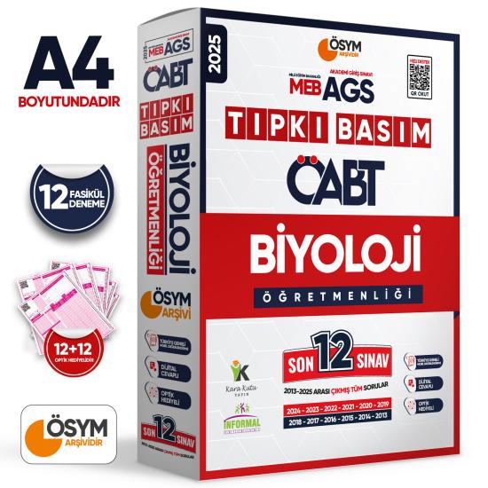 2025 MEB-AGS ÖABT Biyoloji Öğretmenliği ÖSYM Tıpkı Basım 12lİ Deneme Paketi Dijital Çözümlü TG