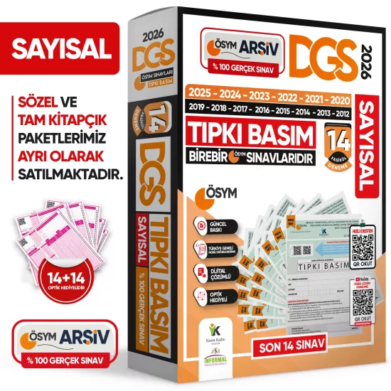 2026 DGS SAYISAL (SAY) ÖSYM Çıkmış Soru Tıpkı Basım 14lü Deneme TÜRKİYE GENELİ  Dijital Çözümlü