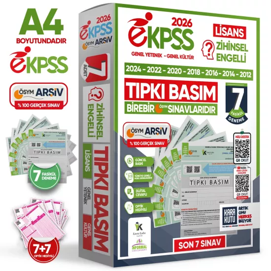 2026 EKPSS Lisans Zihinsel Engelli ÖSYM Çıkmış Soru Tıpkı Basım 7li Kitapçık TG Deneme Paketi