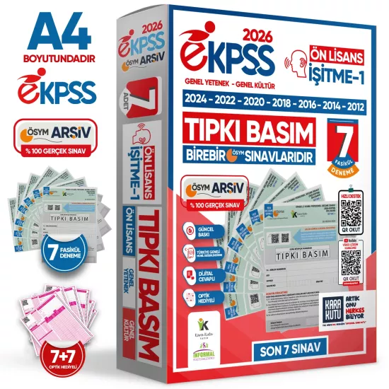 2026 EKPSS Ön Lisans İşitme-1 ÖSYM Çıkmış Soru Tıpkı Basım Soru Kitapçıkları 7li TG Deneme Paketi