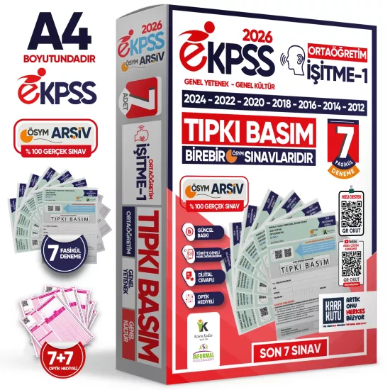 2026 EKPSS Ortaöğretim İşitme-1 ÖSYM Çıkmış Soru Tıpkı Basım Soru Kitapçıkları 7li TG Deneme Paketi