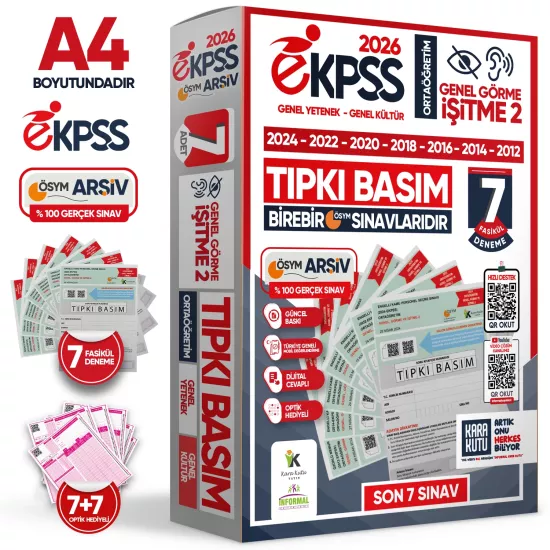 2026 EKPSS Ortaöğretim Genel Görme İşitme-2 ÖSYM Çıkmış Soru Tıpkı Basım 7li Kitapçık Deneme Paketi