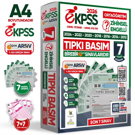 2026 EKPSS Ortaöğretim Zihinsel Engelli ÖSYM Çıkmış Soru Tıpkı Basım 7li Kitapçık TG Deneme Paketi